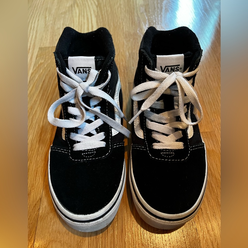 Kids VANS WARD HIGH TOP SKATE SHOES black suede